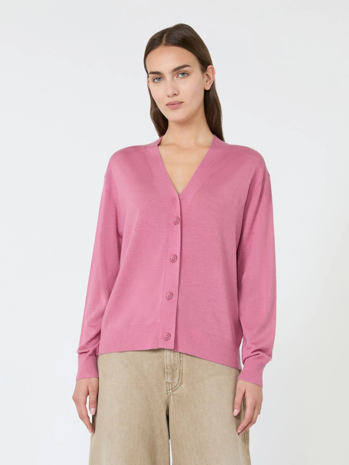 WEEKEND Cardigan a V in lana, seta e cachemire - LAMPONE WKDTORRE 005 WEEKEND 