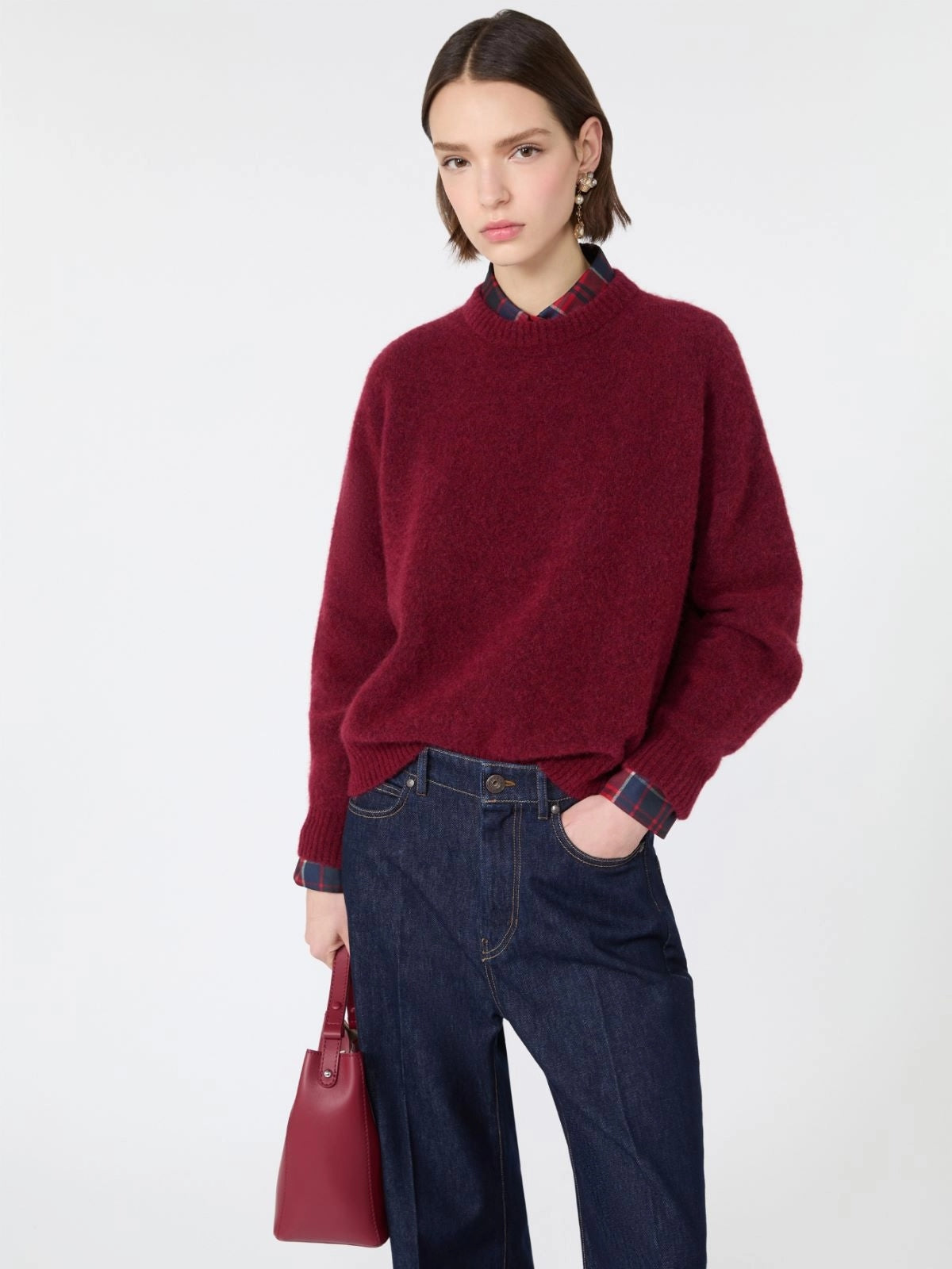 WEEKEND Maglia in mista alpaca e lana - BORDEAUX<BR/> WKDTUONO 011 WEEKEND 