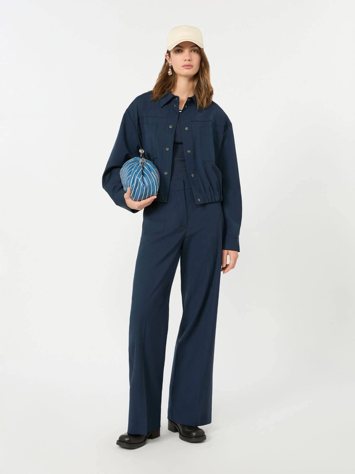 weekend Pantalone palazzo in lana stretch - BLU WKDVISIVO 001 WEEKEND 