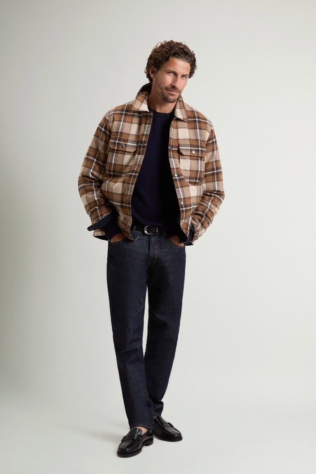 Giacca a camicia Alaskan Check a quadri imbottita in misto lana italiana riciclata<BR/> CFWOOS2018MBUT3046 7449 WOOLRICH 