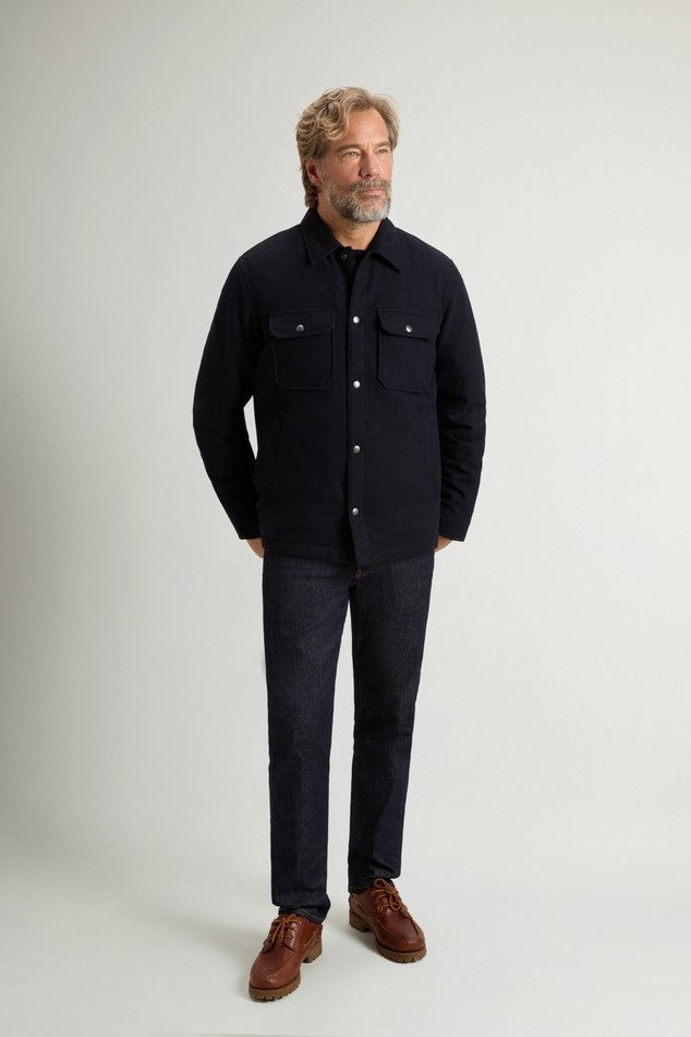 Giacca a camicia Alaskan imbottita in misto lana italiana Melton riciclata CFWOOS2045MBUT3190 3989 WOOLRICH 