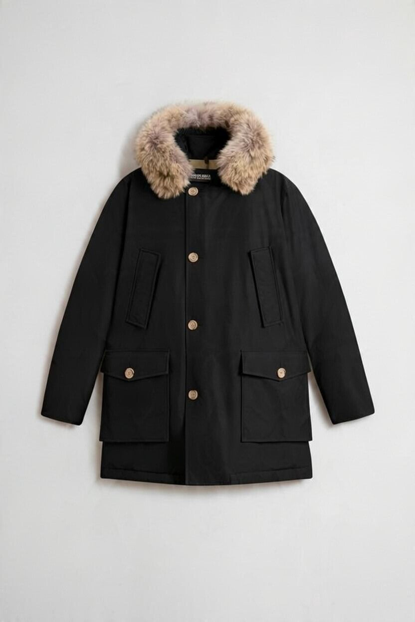 Arctic Parka in Ramar Cloth con pelliccia removibile<BR/> CFWOOU0482MBUT0001 BLK WOOLRICH 