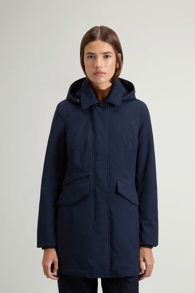 Cappotto in Light Stretch con cappuccio rimovibile<BR/> CFWWOU2203FRUT3342 3989 WOOLRICH 
