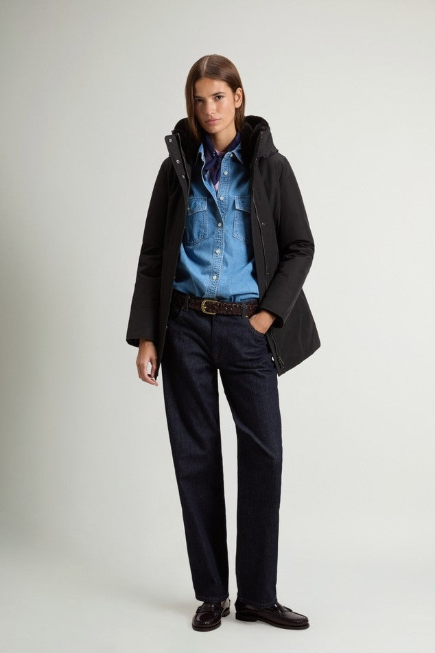 Heritage Boulder Parka in Ramar Cloth<BR/> CFWWOU2265FRUT0001 BLK WOOLRICH 