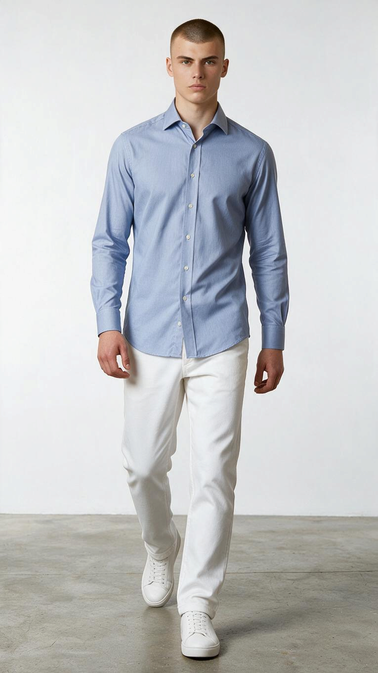 Camicia Collo Francese Piccolo Tinta Unita Armaturato Celeste ACT53131634 002 XACUS 