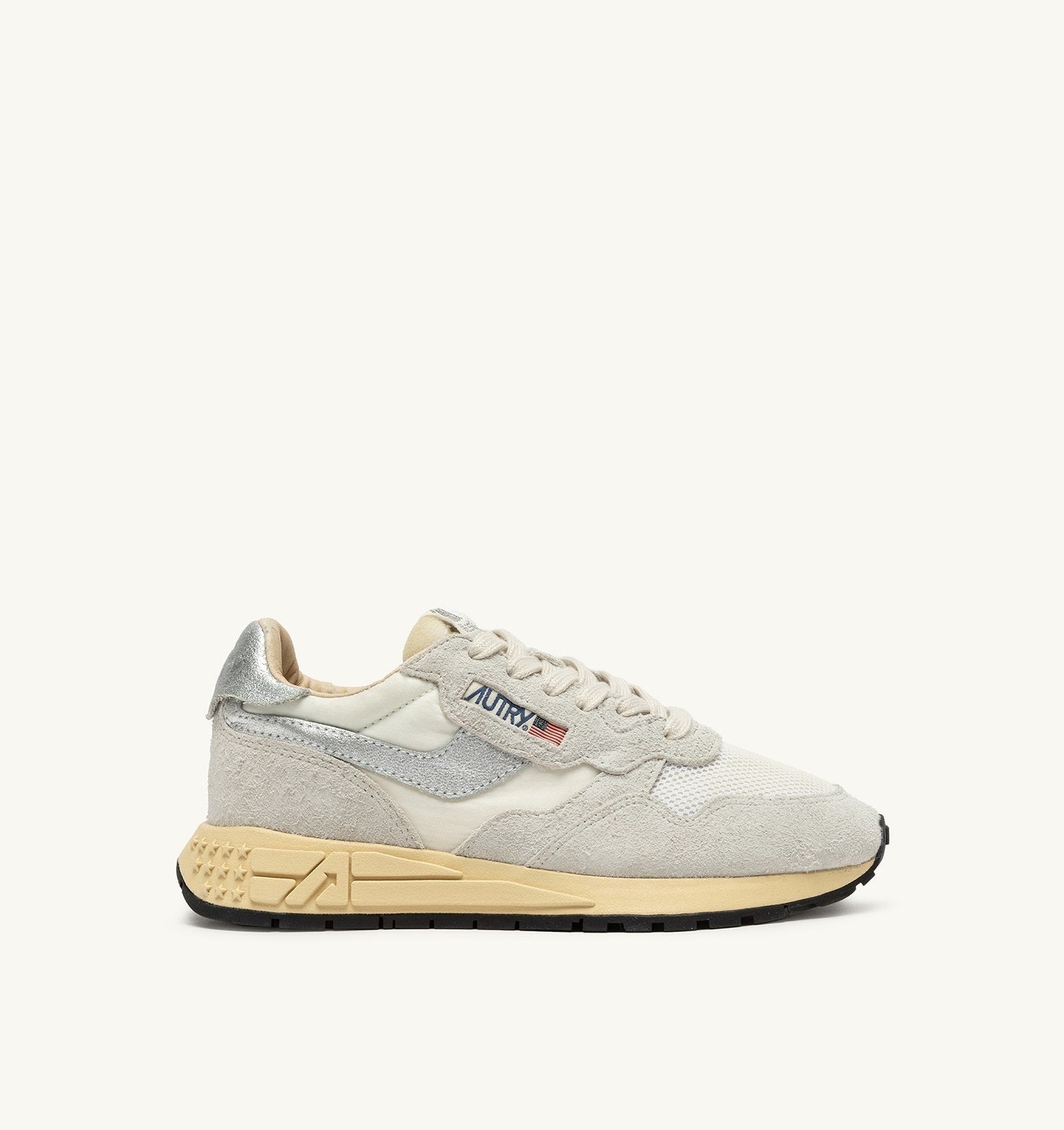 SNEAKERS REELWIND LOW IN NYLON E SUEDE COLORE BIANCO E SILVER<BR/> WWLW MU01 AUTRY ACTION SHOES 