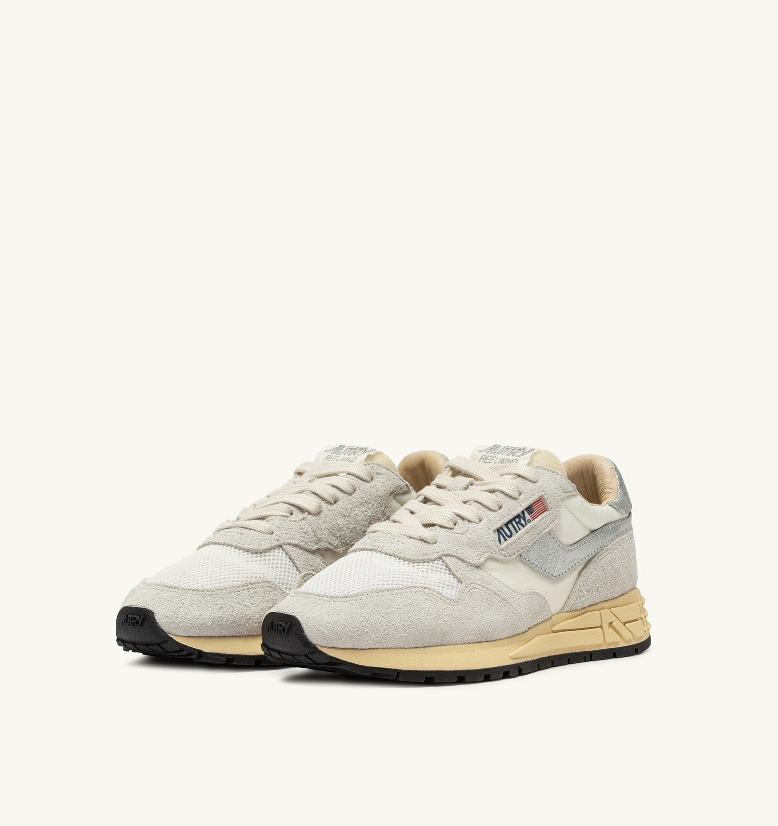 SNEAKERS REELWIND LOW IN NYLON E SUEDE COLORE BIANCO E SILVER<BR/> WWLW MU01 AUTRY ACTION SHOES 