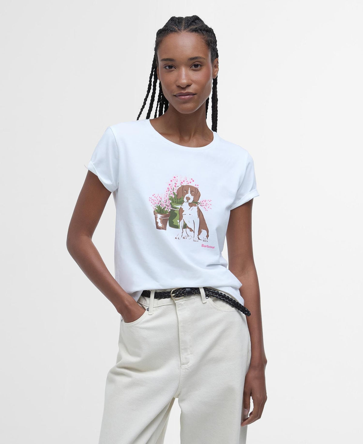 T-shirt con stampa Bowland in cotone LTS0667 WH11 BARBOUR 