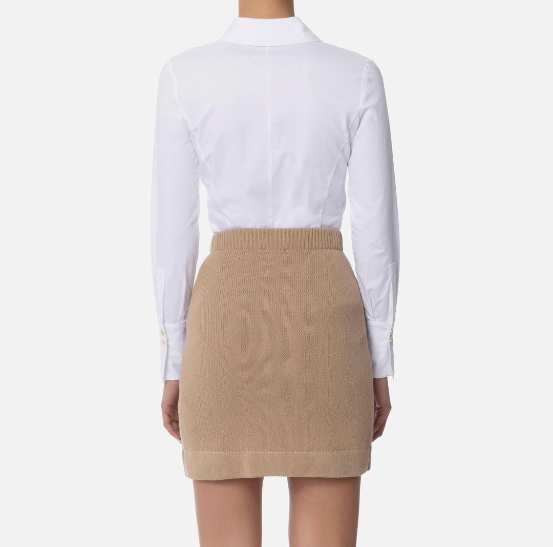 Camicia in misto cotone con polsi logati CA12652E2 100 ELISABETTA FRANCHI 