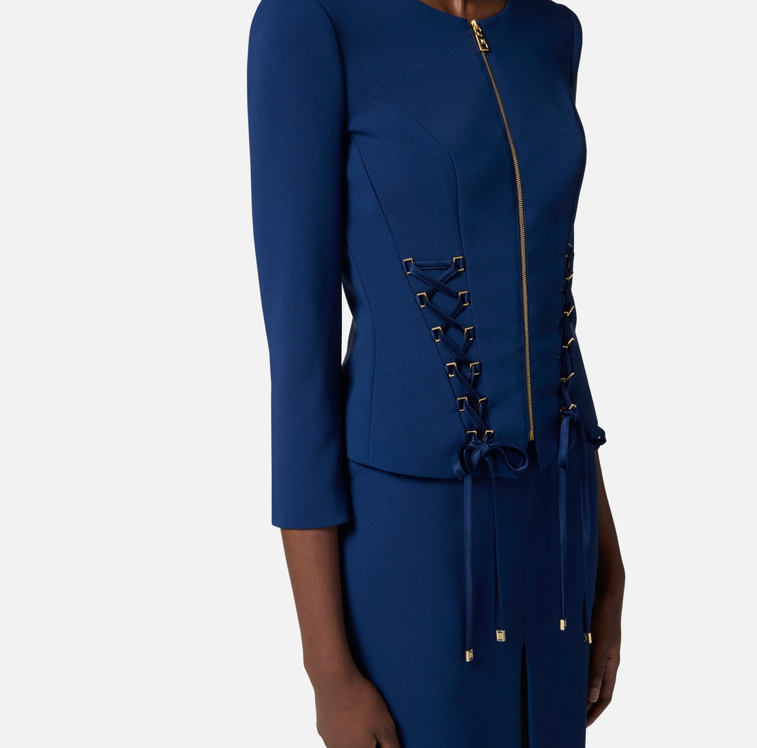 Giacca donna in crêpe con lacci criss-cross GI13551E2 DC8 ELISABETTA FRANCHI 