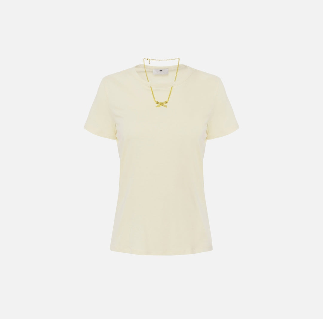 T-shirt donna in jersey con collana a fiocco MA02951E2 DC7 ELISABETTA FRANCHI 