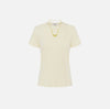 T-shirt donna in jersey con collana a fiocco