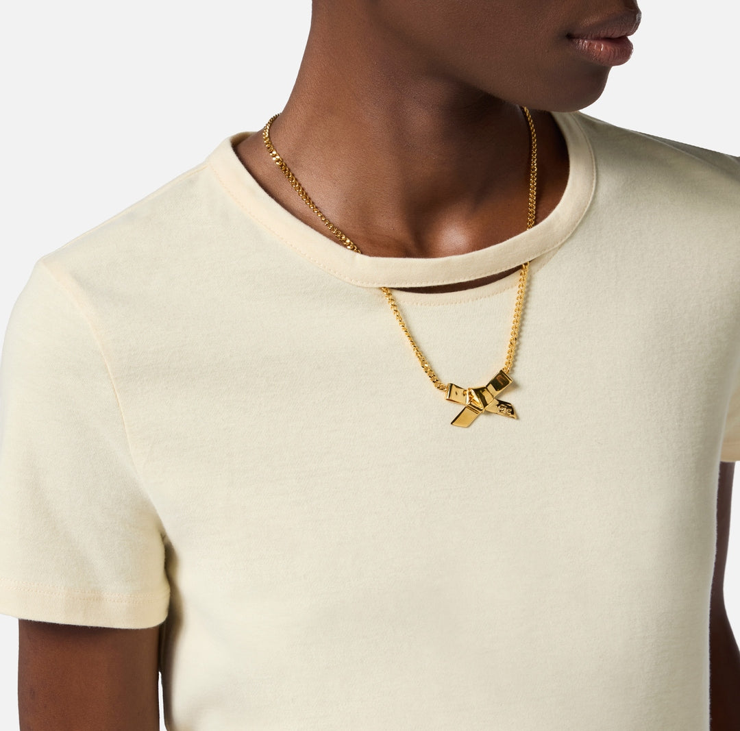 T-shirt donna in jersey con collana a fiocco MA02951E2 DC7 ELISABETTA FRANCHI 