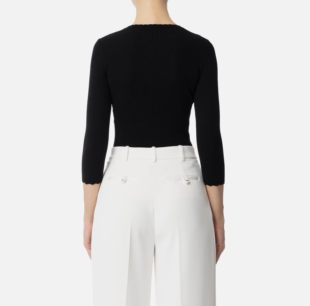 Maglia donna in viscosa a costine con collana<BR/> MK54S51E2 110 ELISABETTA FRANCHI 