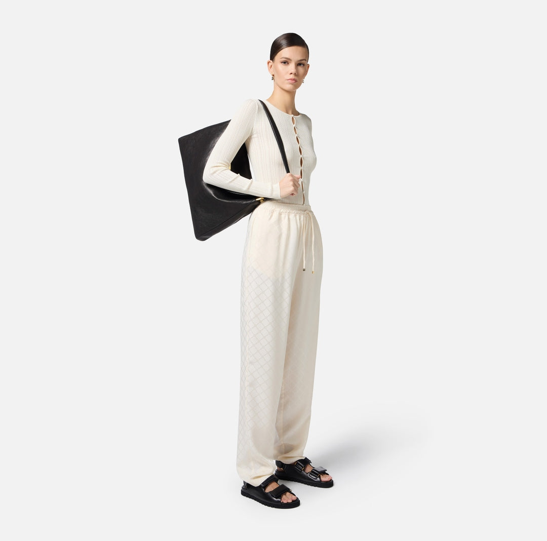 Joggers in satin con losanga jacquard PA09152E2 193 ELISABETTA FRANCHI 