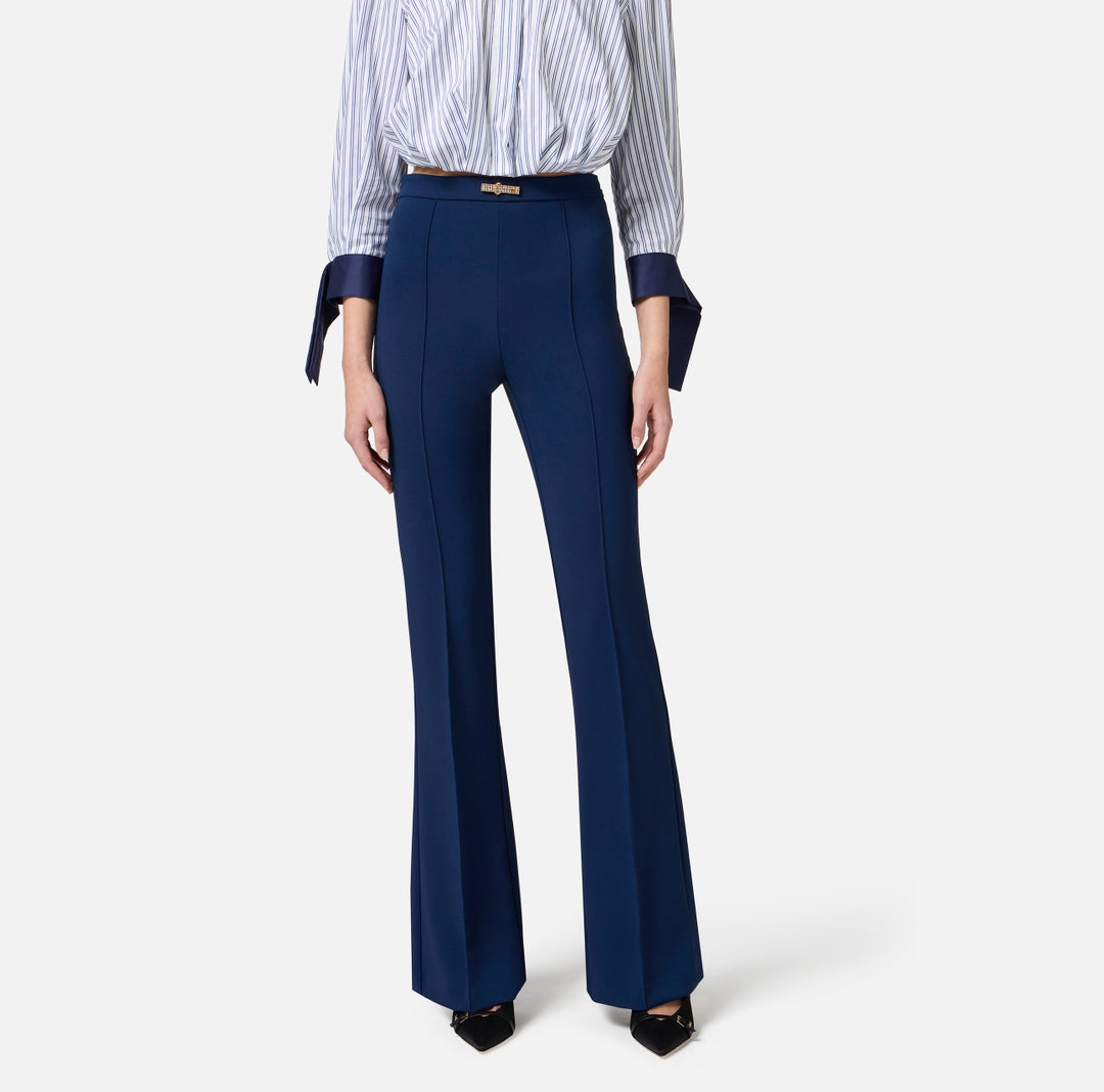 Pantaloni a zampa in doppio crêpe leggero PA09952E2 DC8 ELISABETTA FRANCHI 