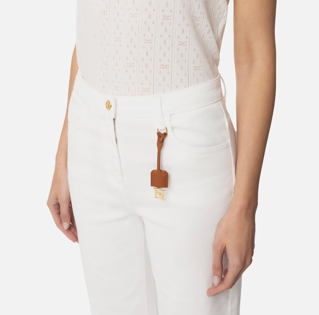 Jeans donna in cotone tinto con charm logato PJ87D51E2 360 ELISABETTA FRANCHI 