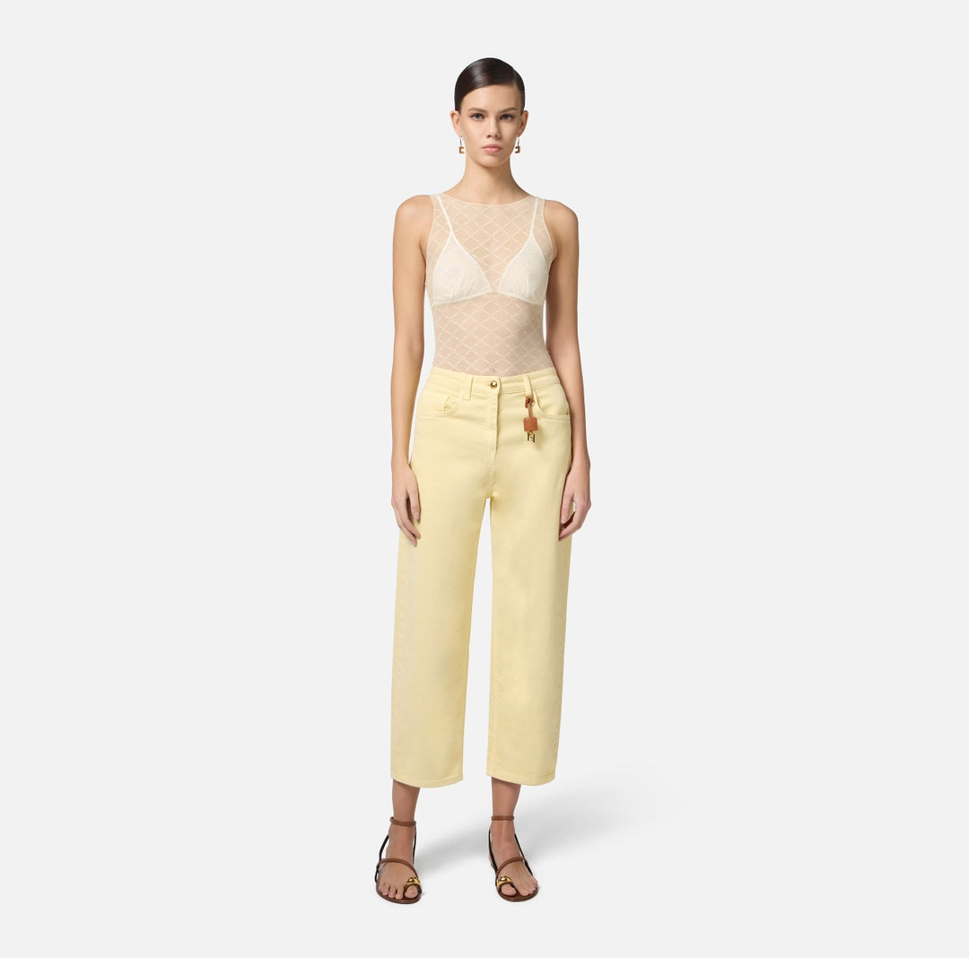 Jeans donna in cotone tinto con charm logato PJ87D51E2 DC7 ELISABETTA FRANCHI 