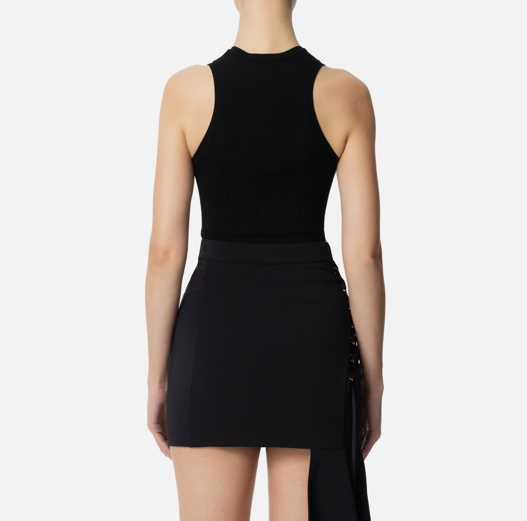 Top donna in viscosa a coste con scollo a V TK35T51E2 110 ELISABETTA FRANCHI 