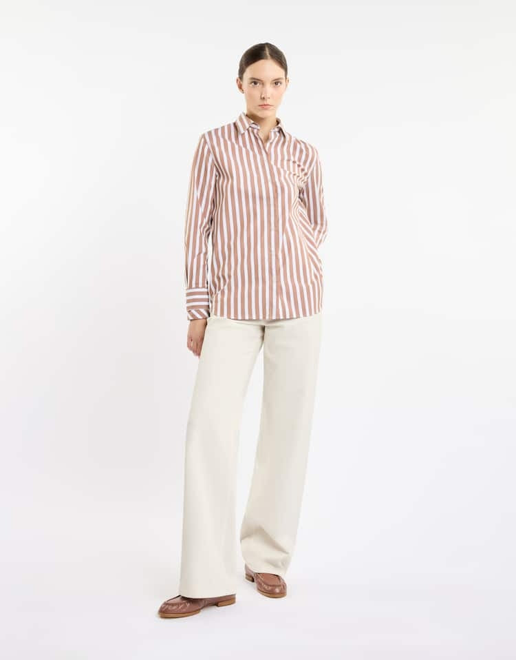 Camicia Regular in Cotone Stretch a Righe NCWA150568SXBH S003 FAY 