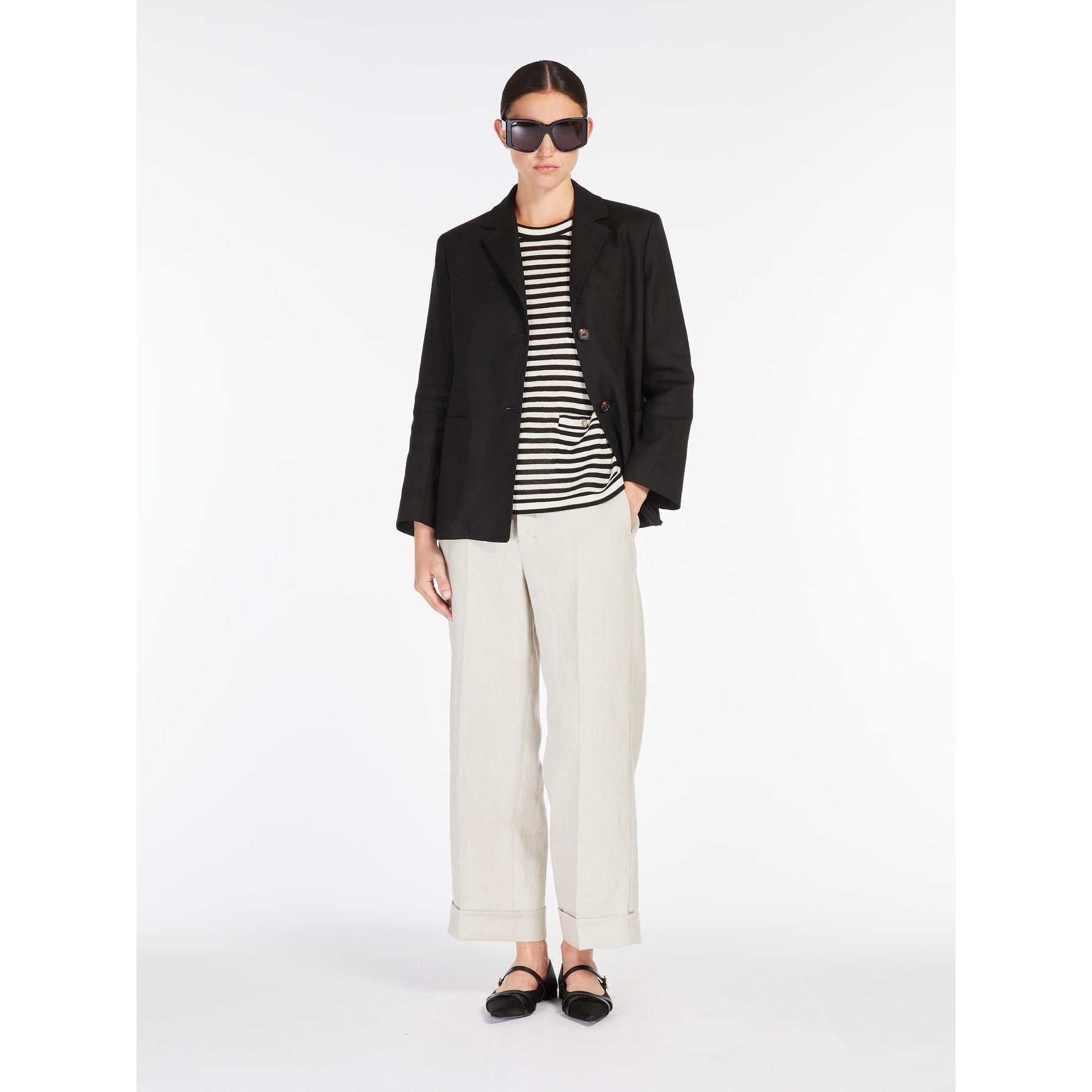 Maglia donna a righe in puro lino BEATI 021 S MAX MARA 