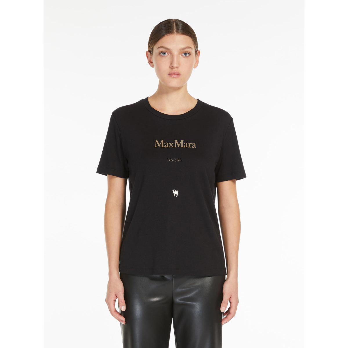 T-shirt donna in puro cotone con stampa QUIETO 011 S MAX MARA 