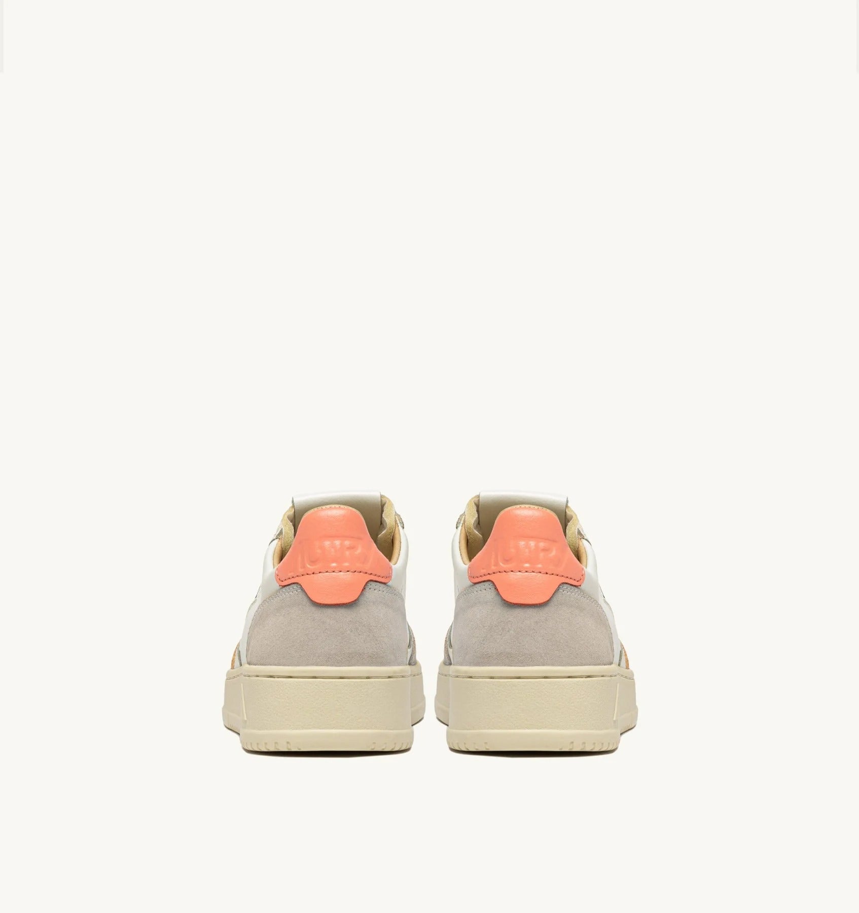 SNEAKERS MEDALIST LOW IN SUEDE E PELLE BIANCA E PEACH PINK AULW LS13 AUTRY ACTION SHOES 