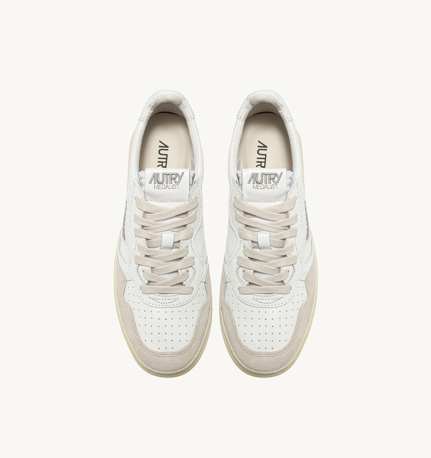 SNEAKERS MEDALIST LOW IN PELLE BIANCA E SUEDE BEIGE AULW LS33 AUTRY ACTION SHOES 