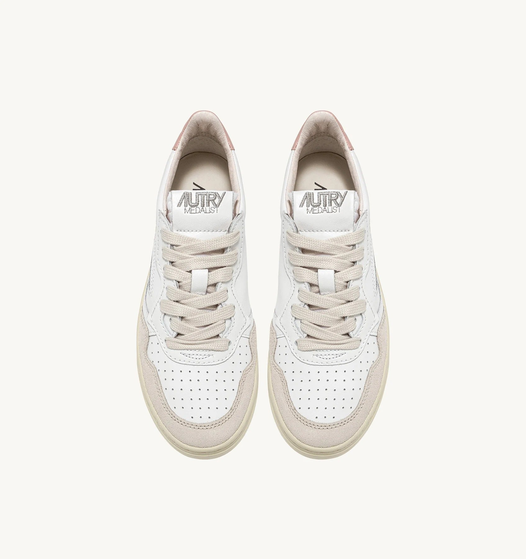 SNEAKERS MEDALIST LOW IN PELLE BIANCA E POWDER E SUEDE BEIGE AULW LS37 AUTRY ACTION SHOES 