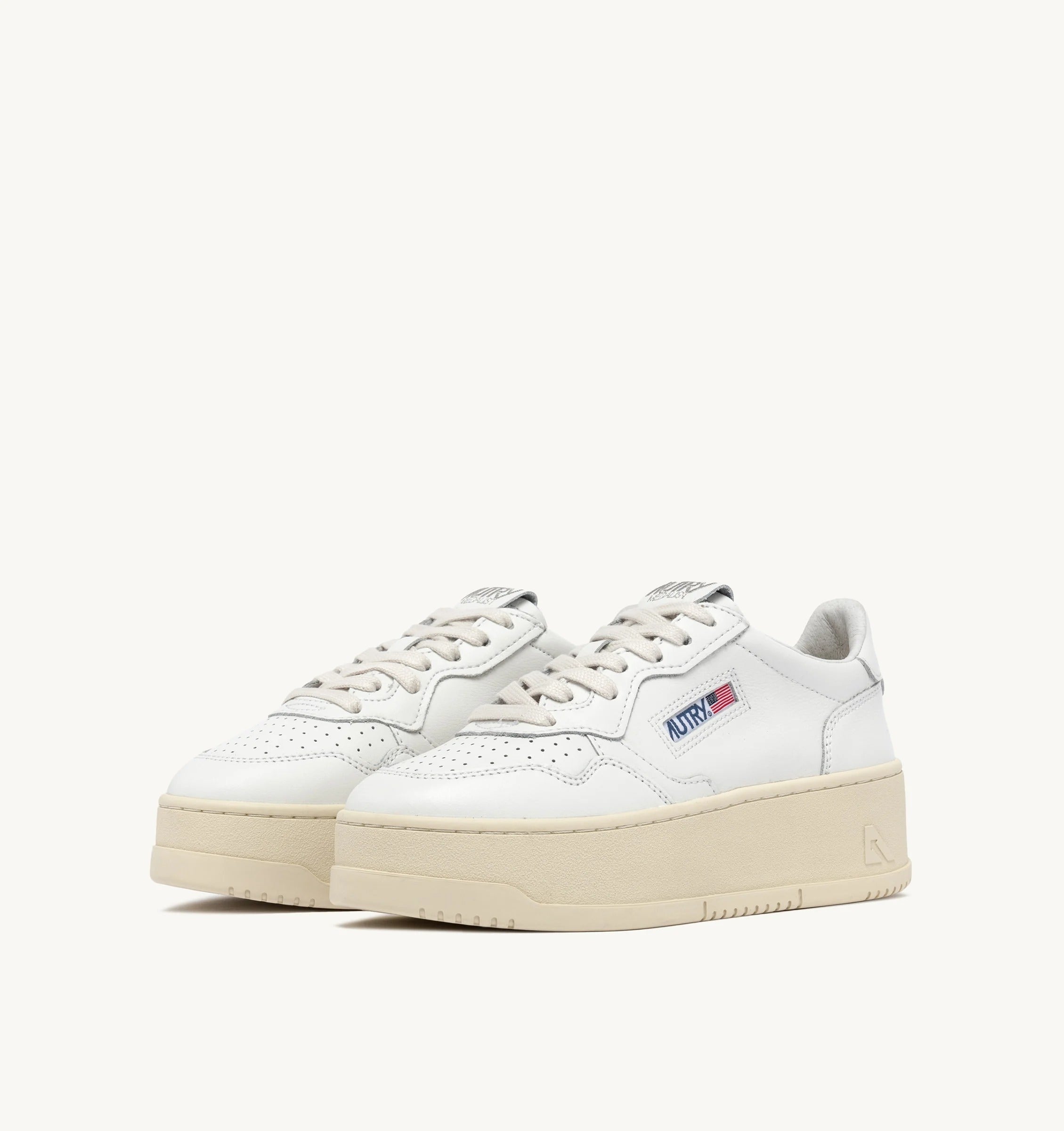SNEAKERS MEDALIST PLATFORM IN PELLE BIANCA<BR/> PTLW WLL15 AUTRY ACTION SHOES 
