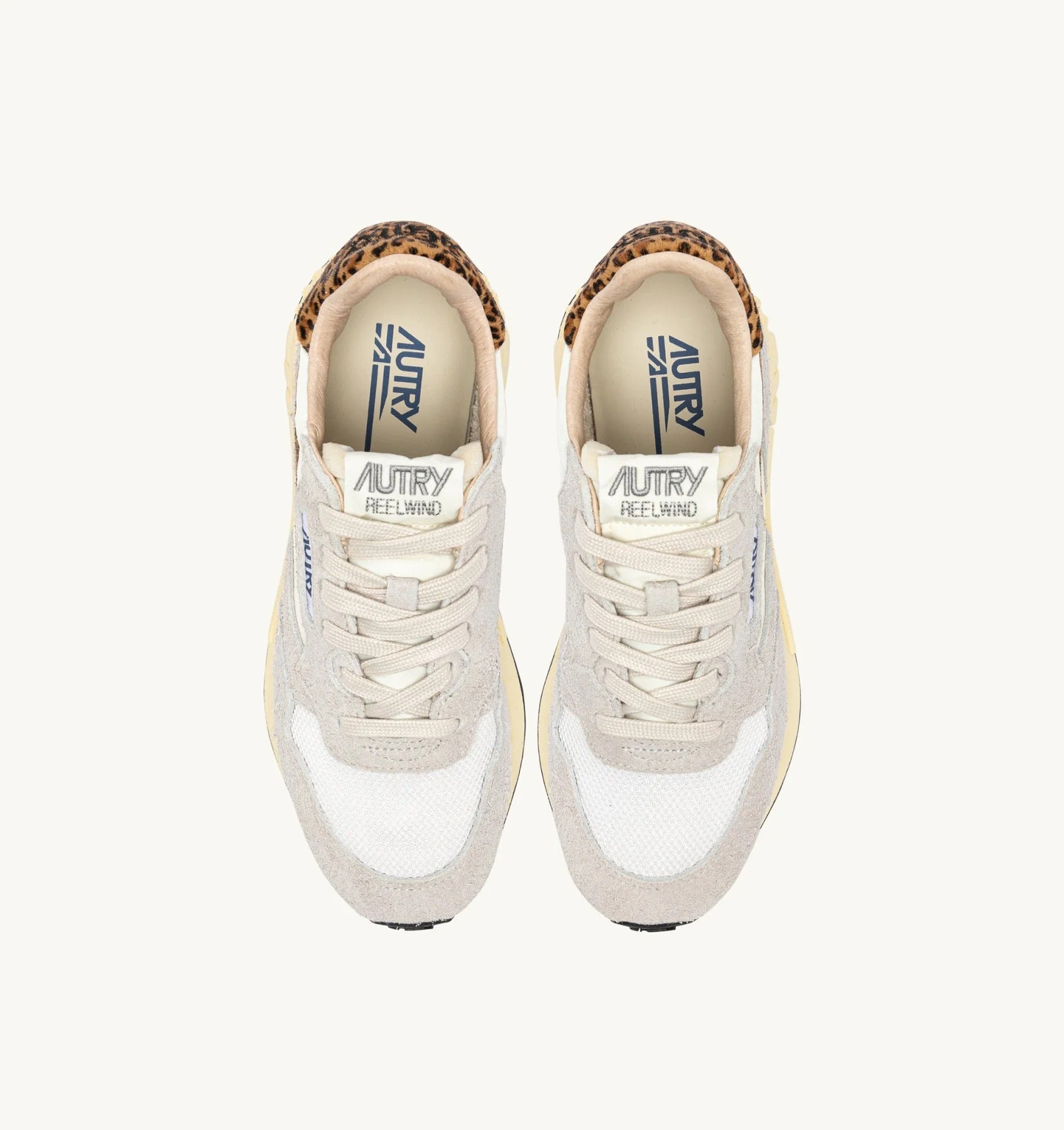 SNEAKERS REELWIND LOW IN NYLON E SUEDE BIANCO E LEOPARD<BR/> WWLW EP01 AUTRY ACTION SHOES 