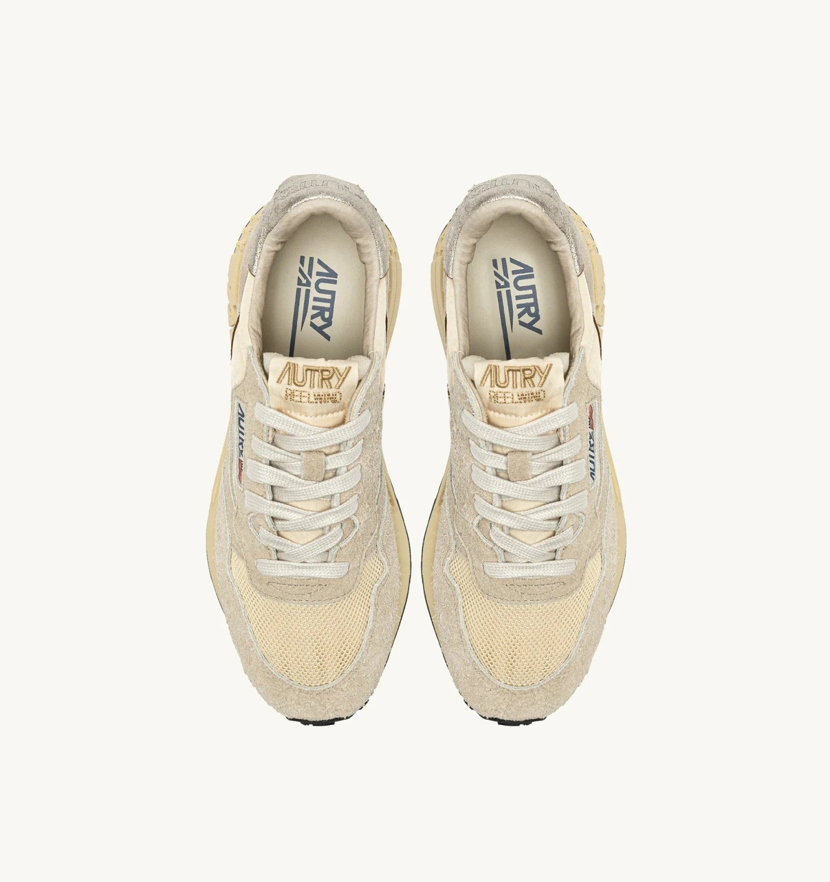 SNEAKERS REELWIND LOW IN NYLON SUEDE E PELLE ECRU' E PLATINO WWLW UT24 AUTRY ACTION SHOES 