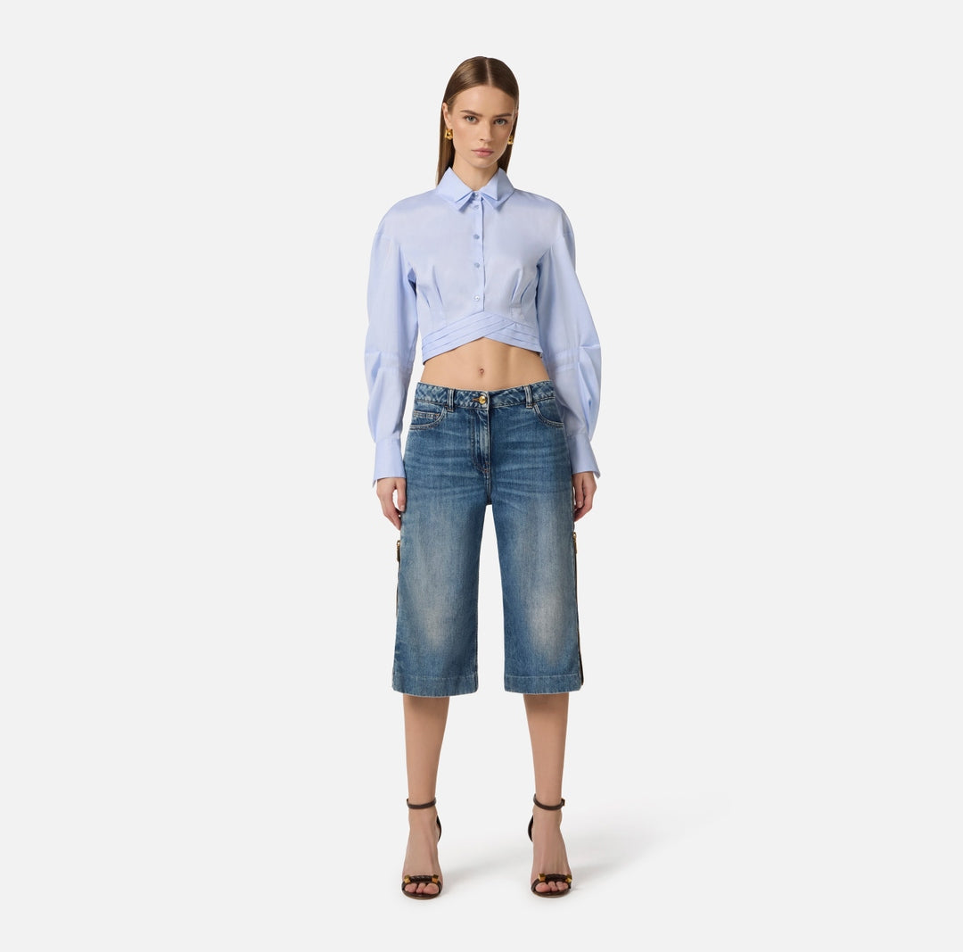 Camicia in popeline di cotone con fascione CA12161E2 019 ELISABETTA FRANCHI 