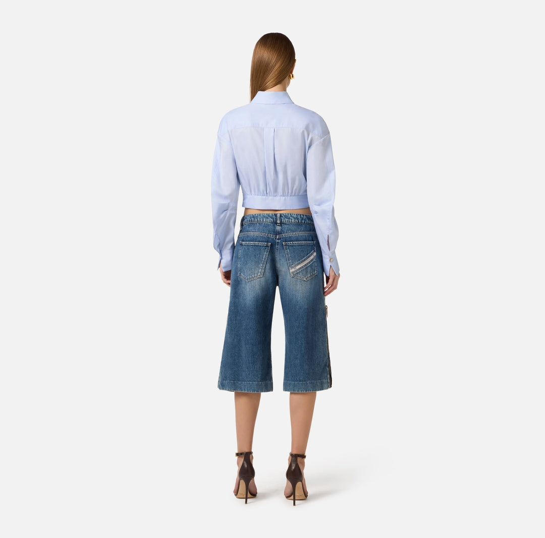 Camicia in popeline di cotone con fascione CA12161E2 019 ELISABETTA FRANCHI 