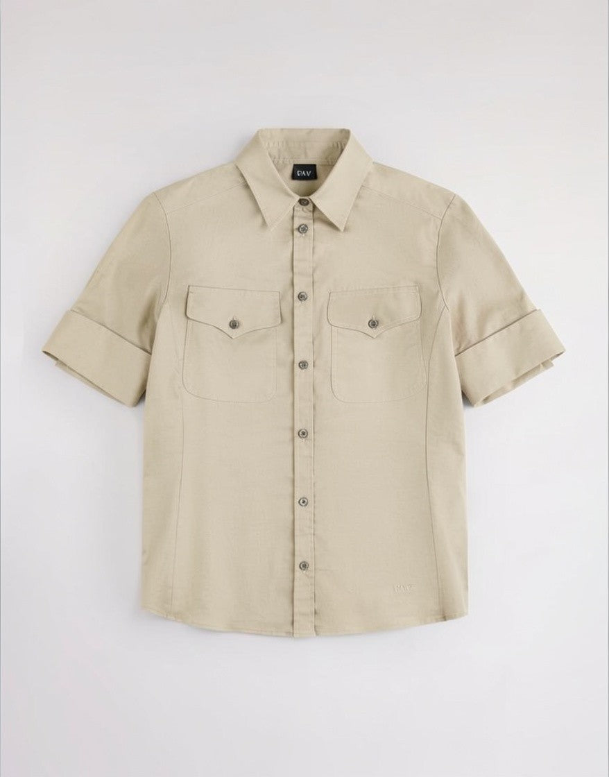 Camicia Regular Fit in Popeline Stretch<BR/> NCWA252600SZGR C603 FAY 