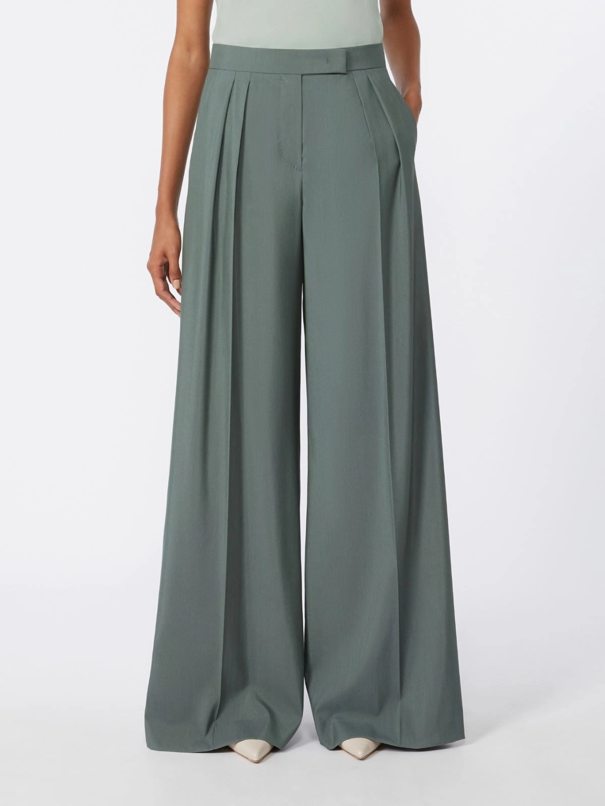 MXMGIALLO<BR/>Pantalone ampio in lana e seta MXMGIALLO 003 MAX MARA 