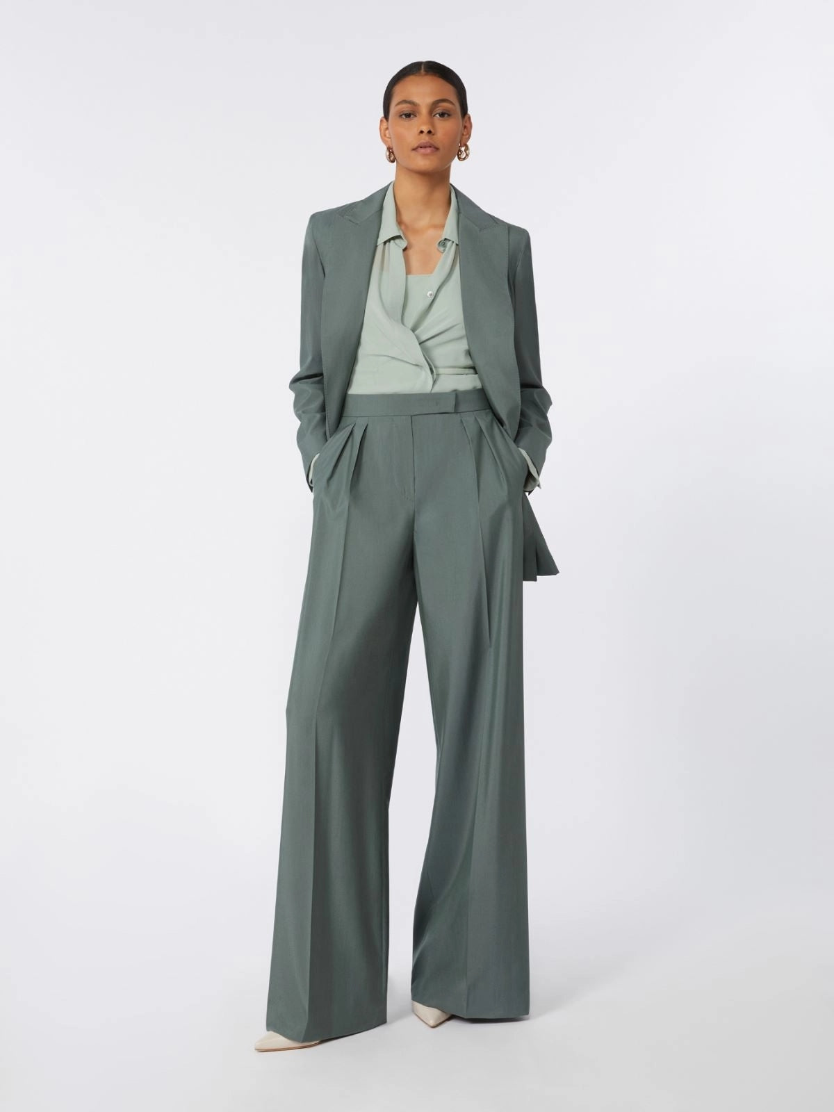 MXMGIALLO<BR/>Pantalone ampio in lana e seta MXMGIALLO 003 MAX MARA 