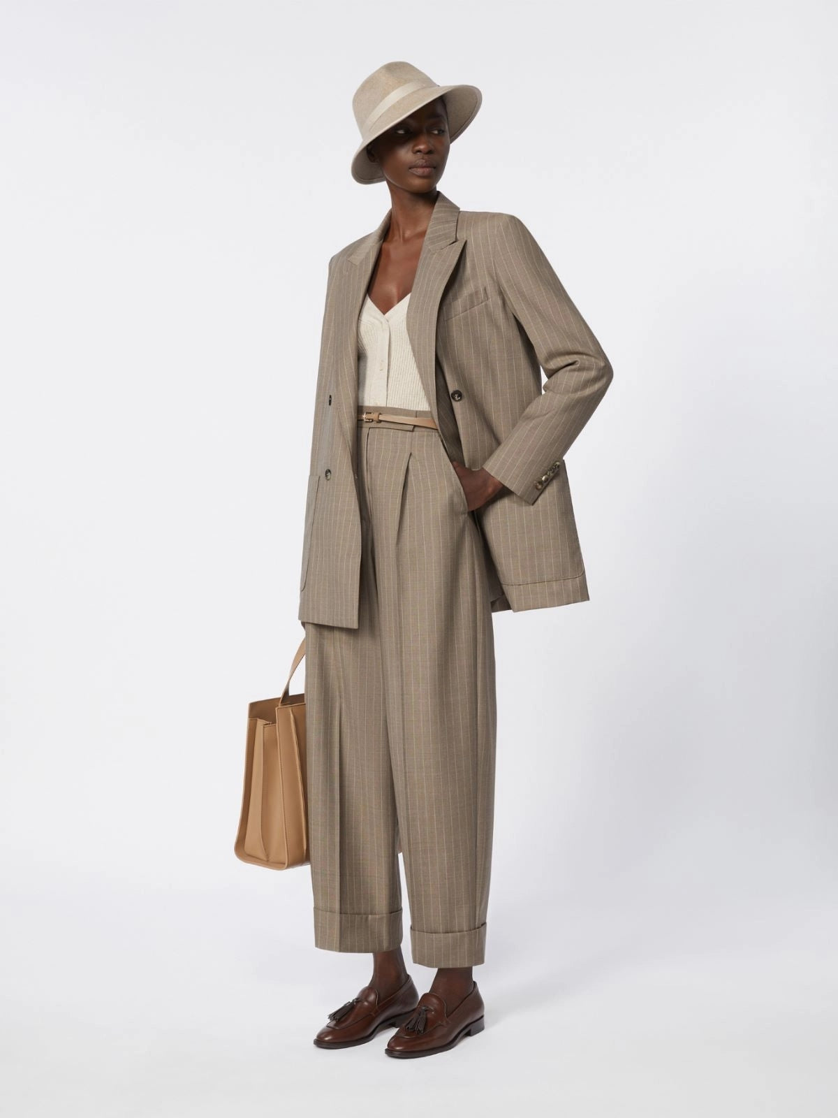 MXMMANETTA<BR/>Pantalone in lana gessata MXMMANETTA 001 MAX MARA 