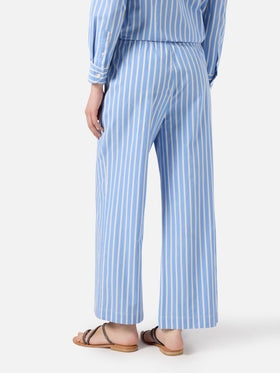Pantaloni Doha in popeline a righe azzurre<BR/> DOH0001 01082L MC2 SAINT BARTH 