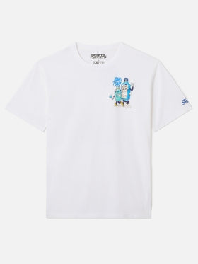 T-shirt Portland bianca con illustrazione Gino & Tony | Special Edition PRL0002 04359L MC2 SAINT BARTH 