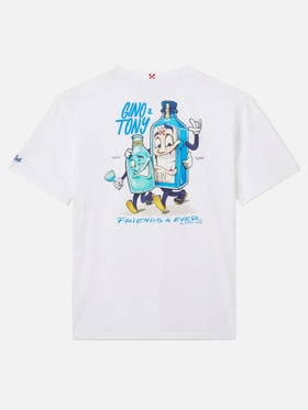 T-shirt Portland bianca con illustrazione Gino & Tony | Special Edition PRL0002 04359L MC2 SAINT BARTH 