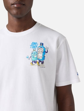 T-shirt Portland bianca con illustrazione Gino & Tony | Special Edition PRL0002 04359L MC2 SAINT BARTH 