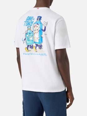 T-shirt Portland bianca con illustrazione Gino & Tony | Special Edition PRL0002 04359L MC2 SAINT BARTH 