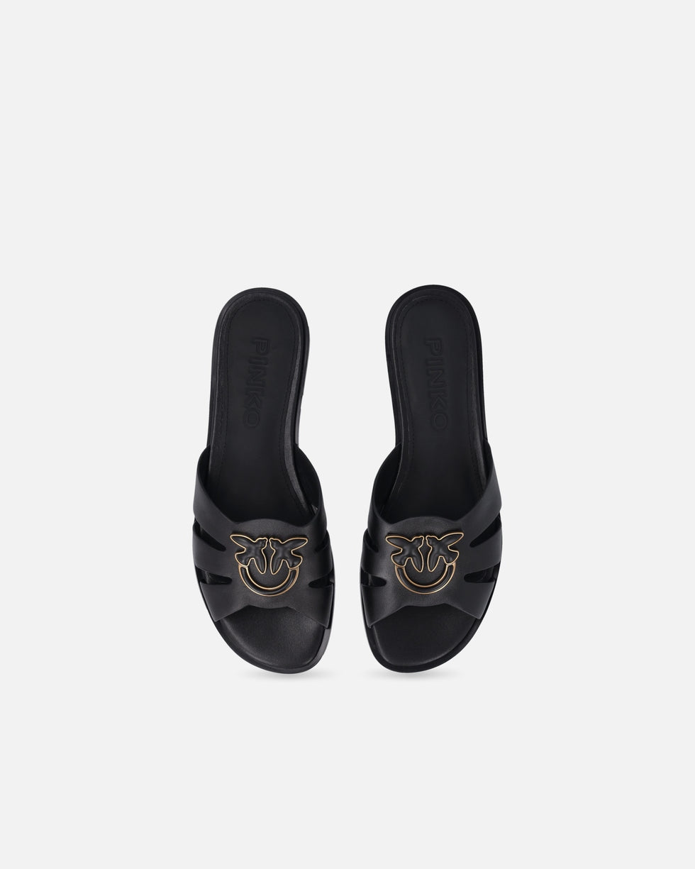 Ciabattine in pelle con logo Love Birds SD0463P001 Z99 PINKO 