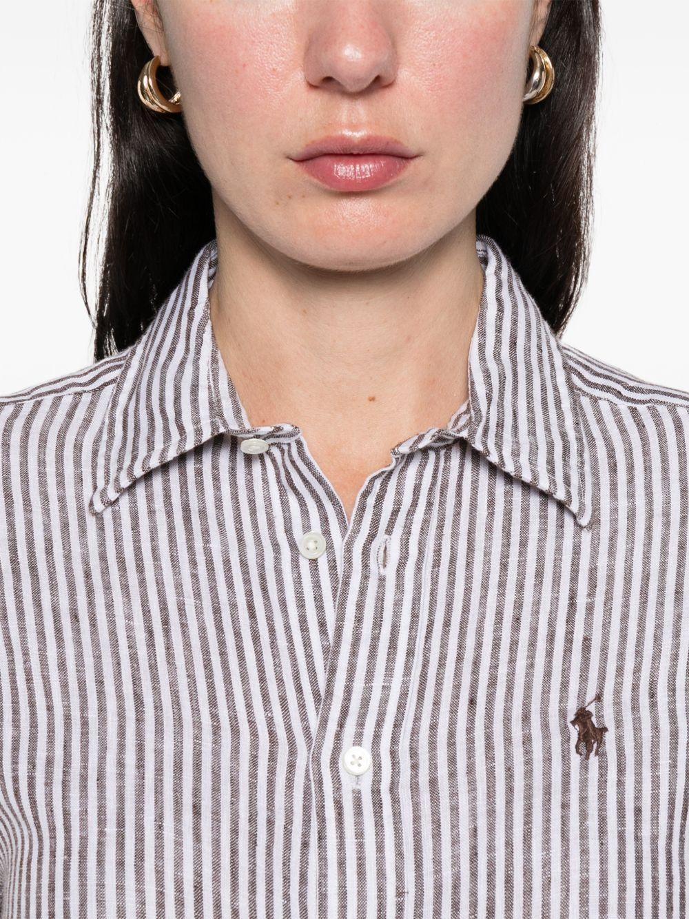 Camicia donna in lino a righe 211A96158 007 RALPH LAUREN 