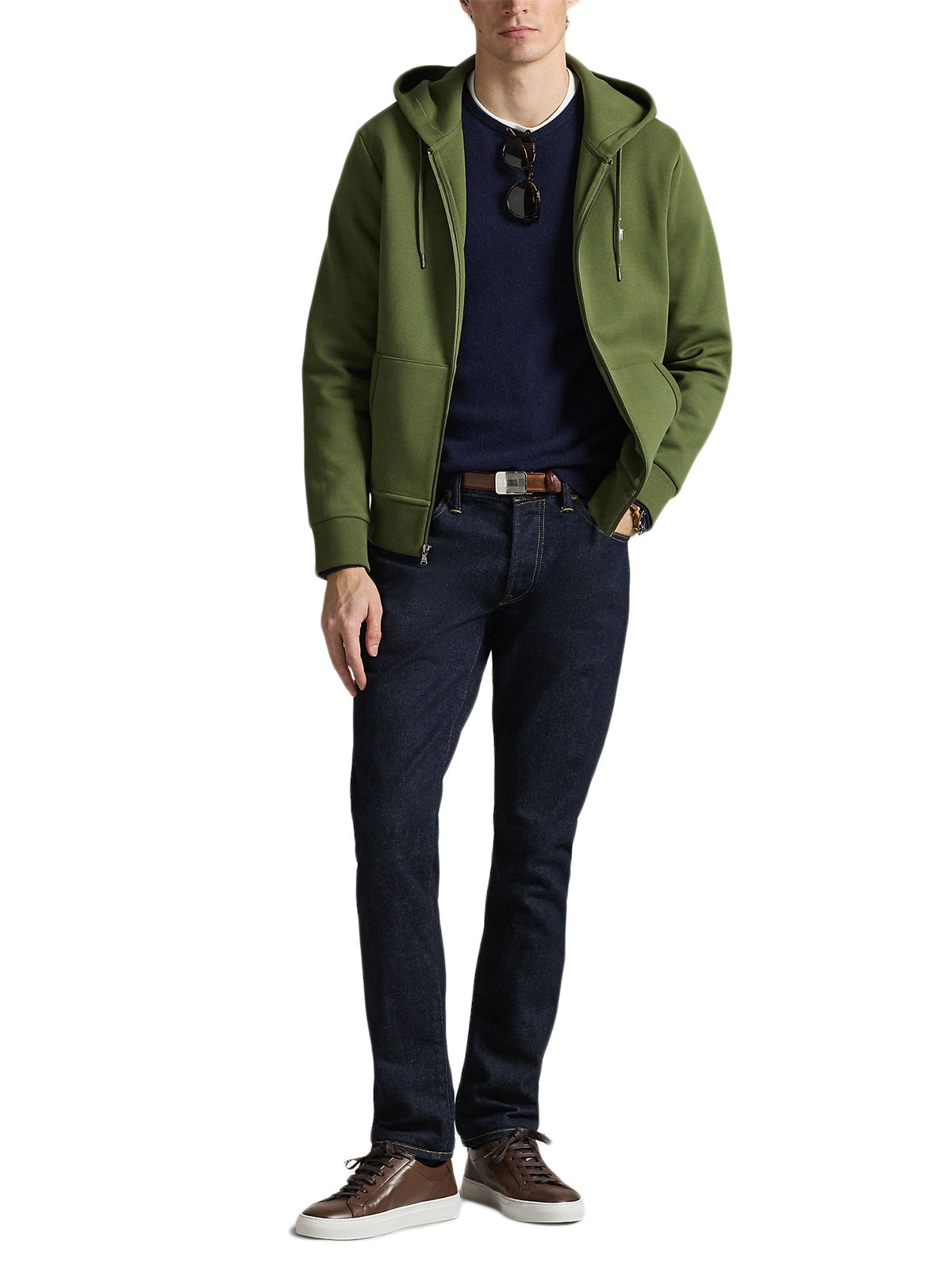 Felpa con cappuccio e cerniera in misto cotone 710881517 503 RALPH LAUREN 