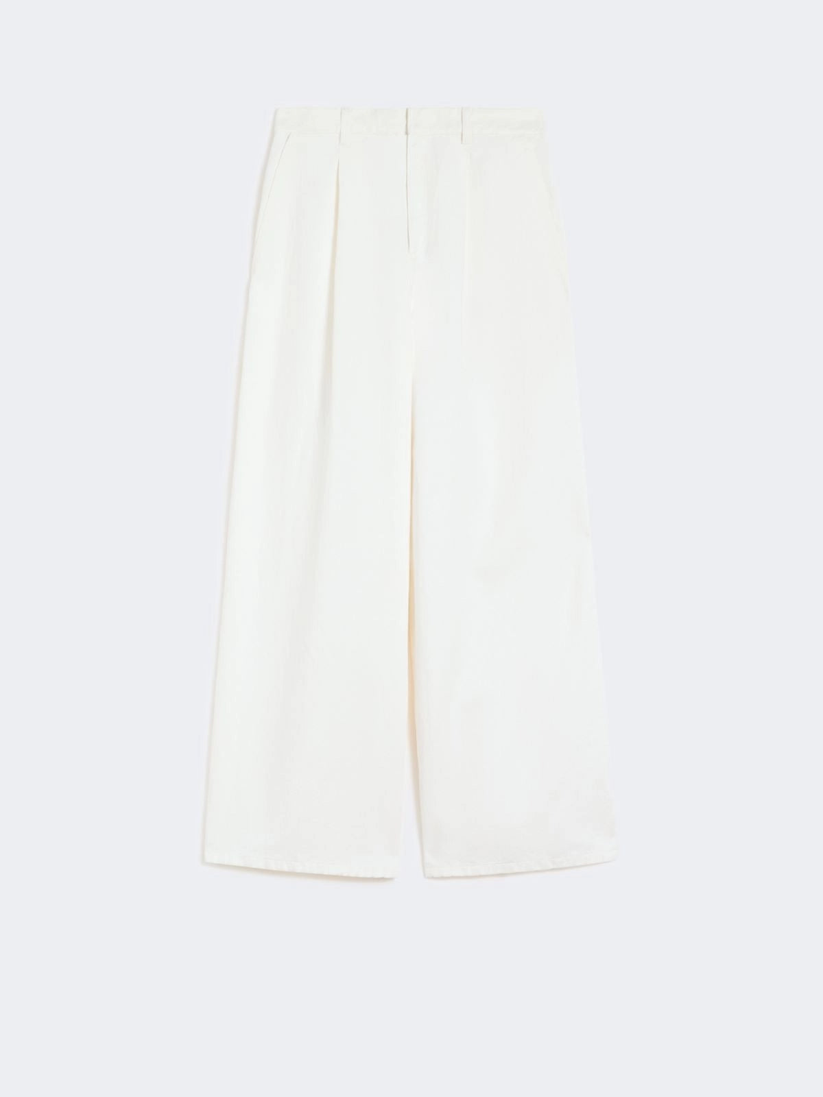 Pantalone ampio in cotone e lino - Bianco<BR/> SMMALOA 001 S MAX MARA 2 