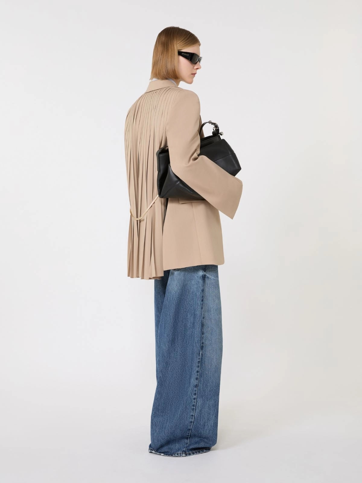 Blazer sartoriale in lana con retro in plissé - Beige<BR/> SPXMELA 001 SPORTMAX 