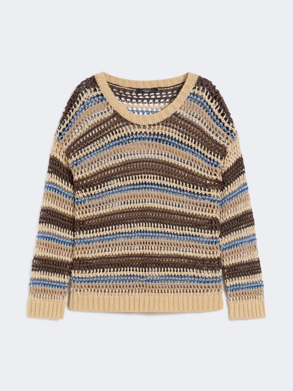 Maglia a rete in filato di lino e cotone - MARRONE<BR/> WKDONIRICA 004 WEEKEND 