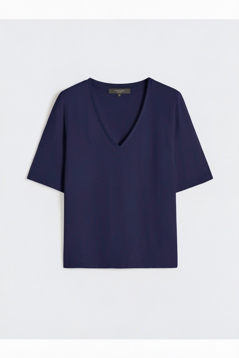 T-shirt a V in jersey di lino stretch WKDOPZIONE 003 WEEKEND 